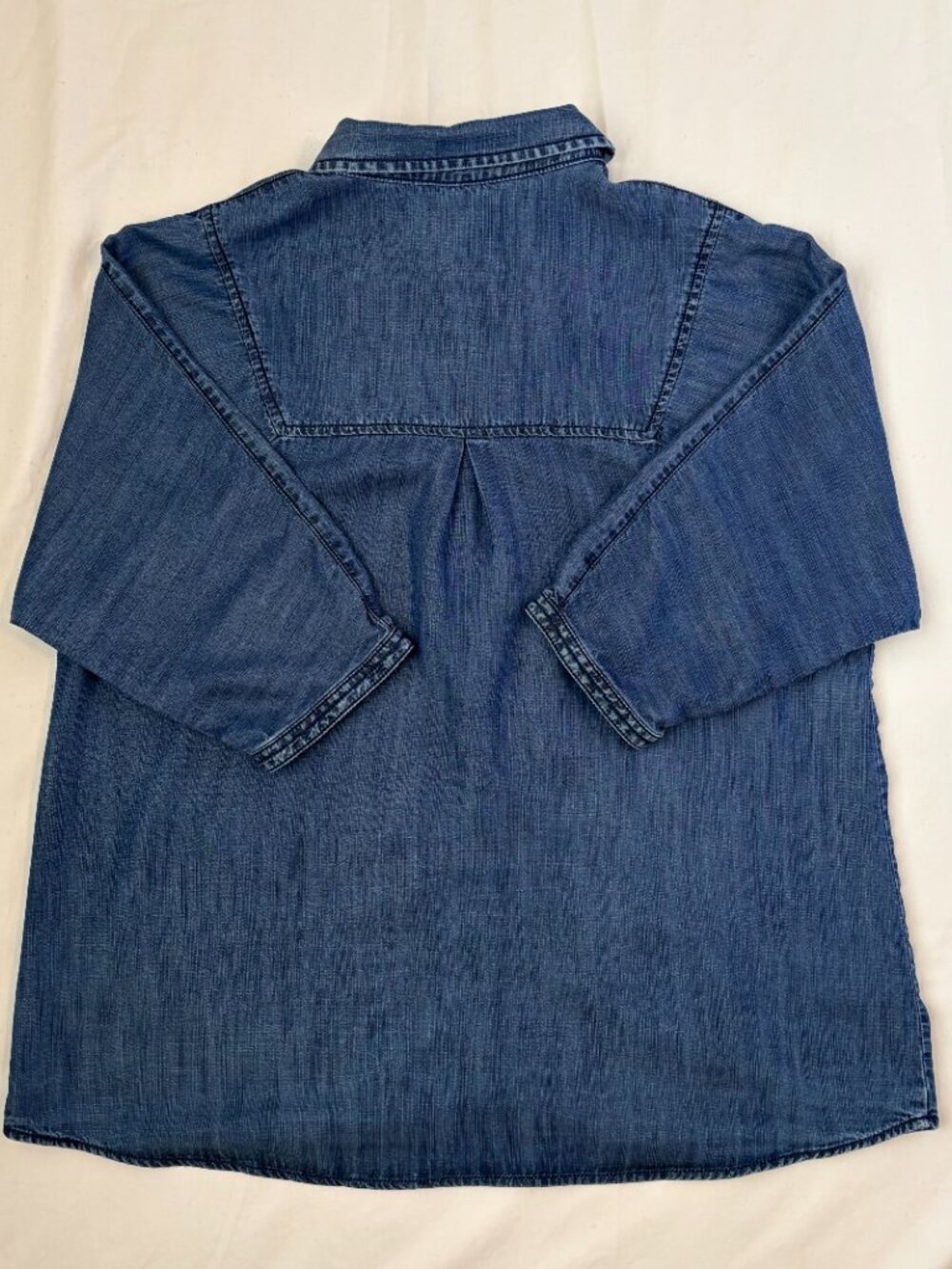 Coldwater Creek Tencel Denim 3/4 Dolman Button Sleeve Shirt Large - Picture 3 of 10